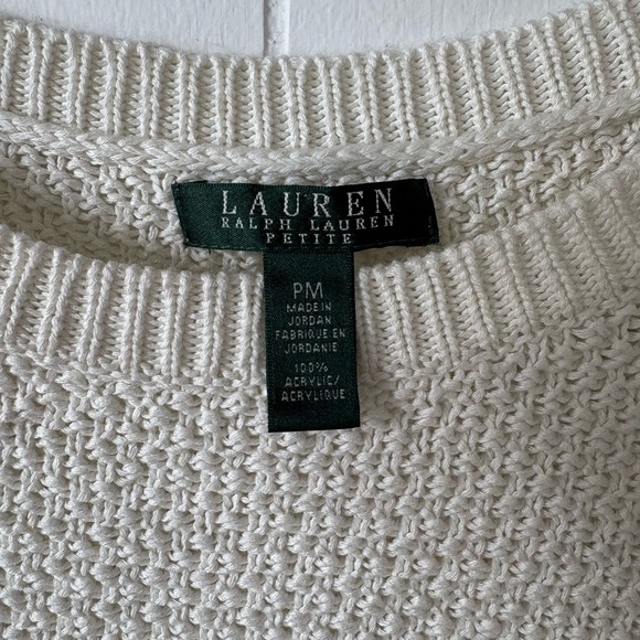 Lauren Ralph Lauren Petite Cream Knit Crew Neck Sweater | Size Medium - Picture 2 of 6